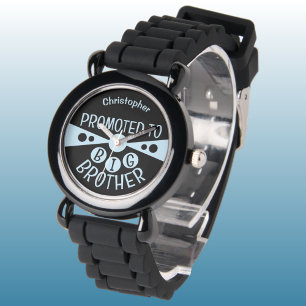 Montre Nom personnalisé grand frère noir enfants bleu