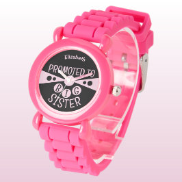 Montre Nom personnalisé grande soeur enfants noirs rose