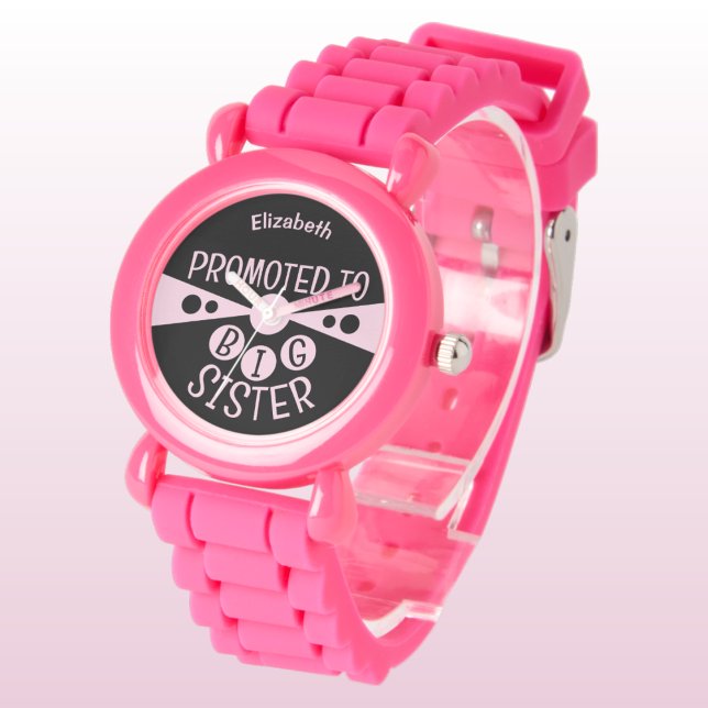 Montre Nom personnalisé grande soeur enfants noirs rose (Créateur téléchargé)
