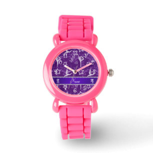 Montre Nom personnalisé gymnastique mauve damasque