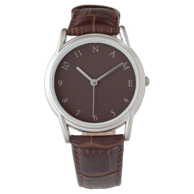 Montre Nom personnalisé Hommes personnalisés Brown Wrist  (devant)