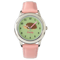 Nom personnalisé mignon hérisson rose filles regar