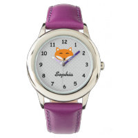 Nom personnalisé mignon rouge renard violet filles