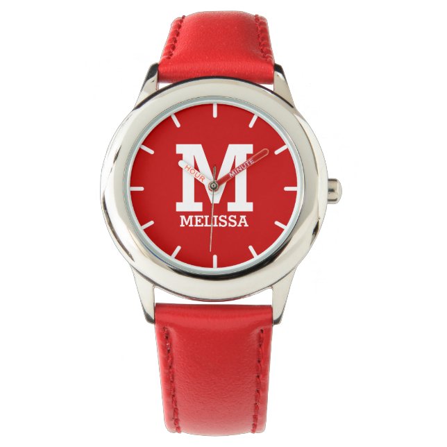 Montre Nom personnalisé Monogrammed Bold Texte Nom de fil (devant)