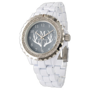 Montre Nom personnalisé par andouillers blancs rustiques