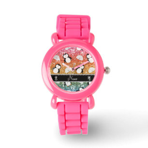 Montre Nom personnalisé parties scintillant arc-en-ciel p