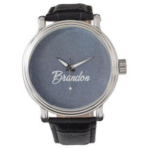 Montre Nom personnalisé parties scintillant bleue