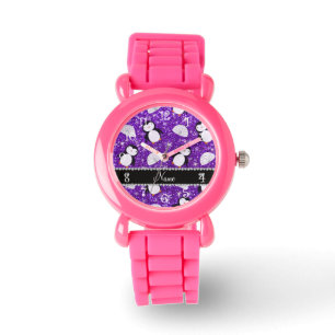 Montre Nom personnalisé pingouins de parties scintillant