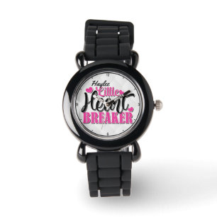 Montre Nom personnalisé Pink Little Heart Breaker