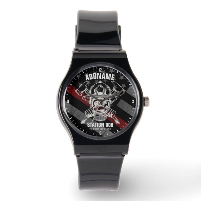 Montre Nom personnalisé Pompier Station du service d'ince (Recto)