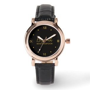 Montre Nom personnalisé sur fond noir raven