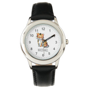 Montre Nom Personnalisé Tendance Mignon Tigre de la Jungl