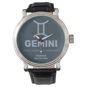 Montre Nom personnalisé / Texte Zodiac Signal Gemini