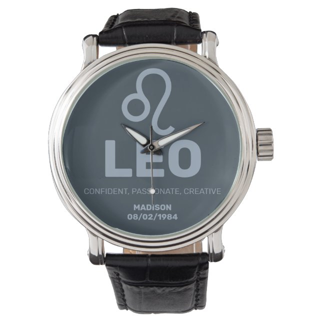 Montre Nom personnalisé / Texte Zodiac Signal Leo (devant)