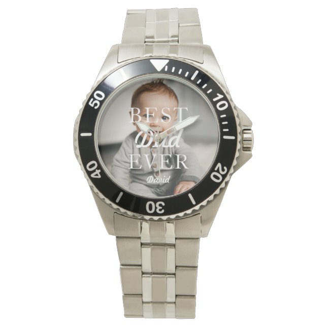Montre Nom photo Meilleur papa jamais (devant)