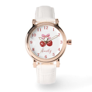 Montre Nom rose rouge personnalisé