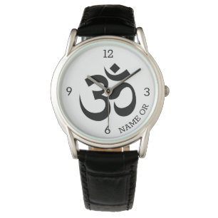 Montre Nom, Symbole Om Noir Masculine classique