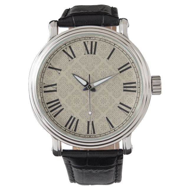 Montre Nombres romains à visage floral (devant)