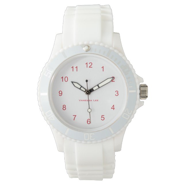Montre Nommez Votre Femme Sportive White Silicon Watch (devant)