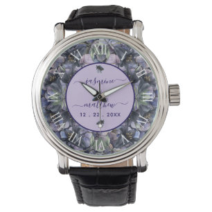 Montre Noms de couple classiques floraux noirs lunatiques