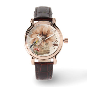 Montre Nook d'oiseaux en fleurs rustiques