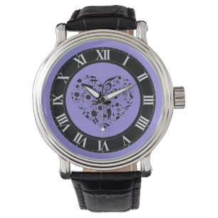 Montre Notes de musique noire et violette Regarder le poi