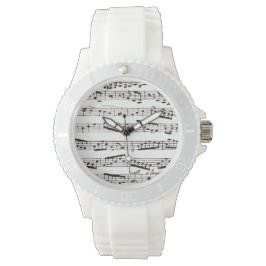 Montre Notes musicales en noir et blanc