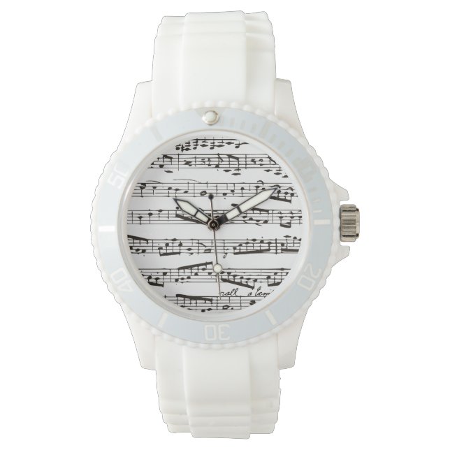 Montre Notes musicales en noir et blanc (devant)