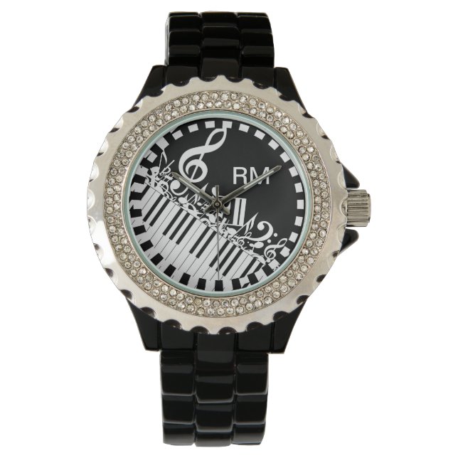 Montre Notes musicales et touches de piano personnalisées (devant)