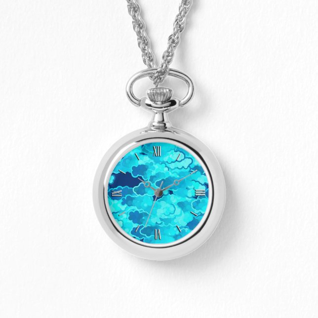 Montre Nuages japonais, Ciel du soir, Turquoise et Indigo (Recto)