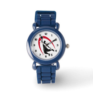 Montre Numéro de logo noir rouge du basket-ball