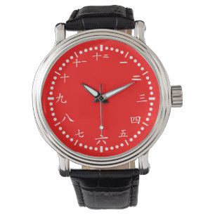 Montre Numéro japonais arrière - plan rouge