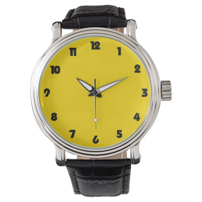 Montre Numéros de gras noirs sur le wacé jaune (devant)