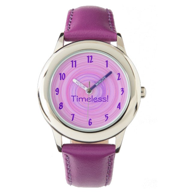 Montre Numéros de pourpre spirale rose fille texte person (devant)