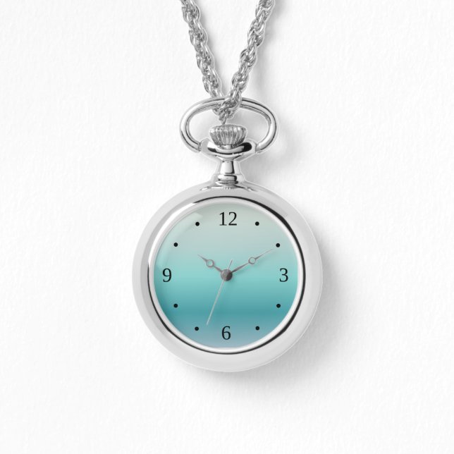 Montre Numéros minimaux de dégradé aquamarin (Recto)