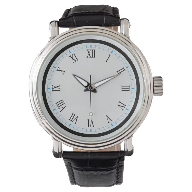 Montre Numéros romains bleus et noirs simples (devant)