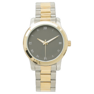 Montre Numéros romains Tone Argent Tête Verte Wristwatc