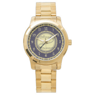 Montre Oboe ~ Scroll musical ~ Gold/Navy Blue ~ Watch