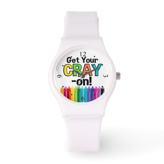 Montre Obtenez votre Cray On Rainbow Crazy Crayon Art Tea (Recto)