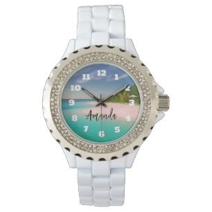 Montre Océan aigue-marine Plage tropicale Personnalisée