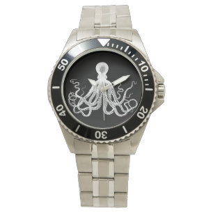 Montre Octopus blanc vintage sur noir