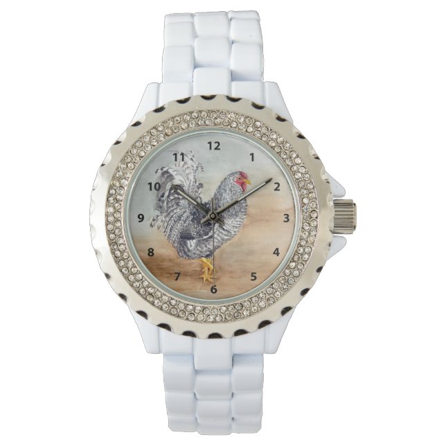 Montre Oeuvre d'aquarelle Dominique Chicken Rooster (devant)
