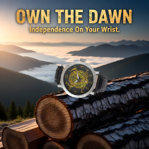 Montre Oeuvre De Buffle De Bison D'Or Avec Un Design Comp