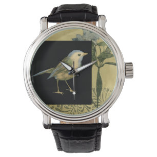 Montre Oiseau sur l'arrière - plan noir et vintage