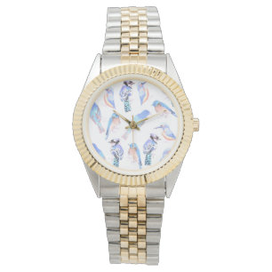 Montre Oiseaux bleus à effet mosaïque
