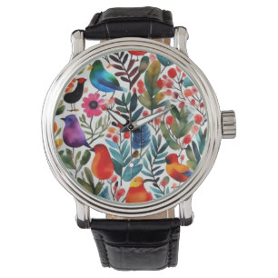 Montre Oiseaux floraux colorés