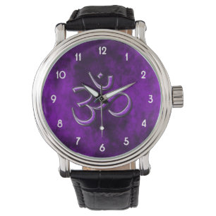 Montre Om en pierre violette