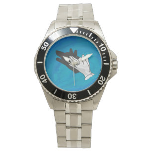 Montre Ombre de loup sur bleu