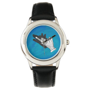 Montre Ombre de loup sur bleu