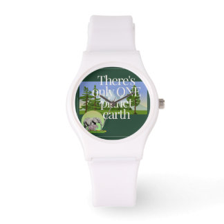 Montre One Planet Earth - Sporty White Silicon Wrist Watc